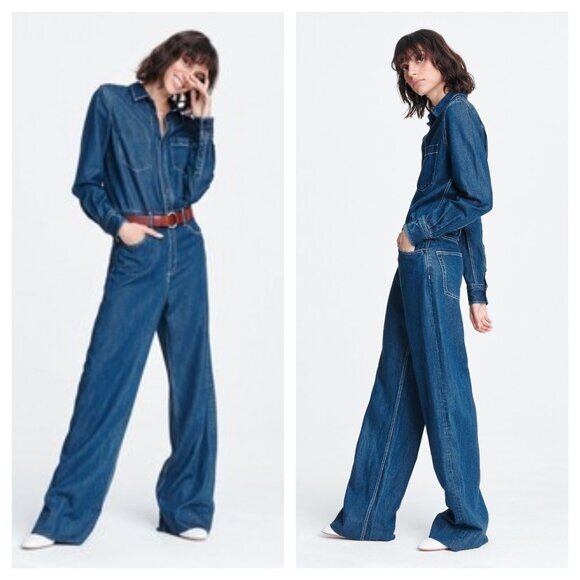 rag & bone All In One Denim Jumpsuit 10/30 Willow Blue - Picture 1 of 16